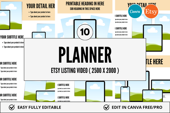 10 Planner Etsy Video Mockup