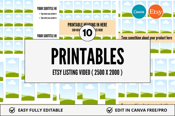 10 Printables Etsy Video Mockup