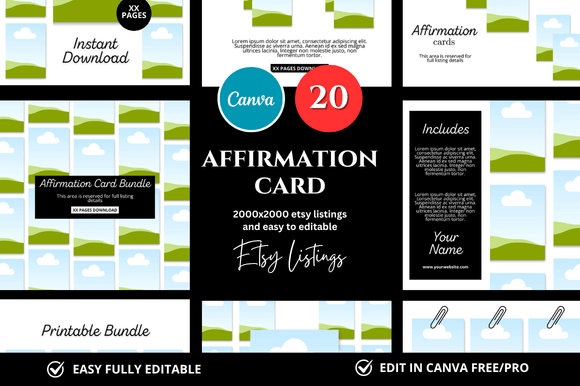 20 Affirmation Card Etsy Mockup