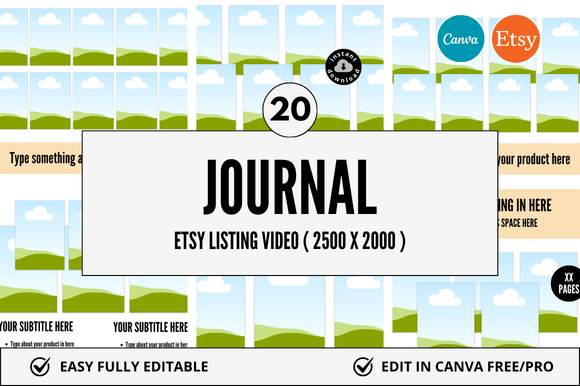 20 Journal Etsy Video Mockup