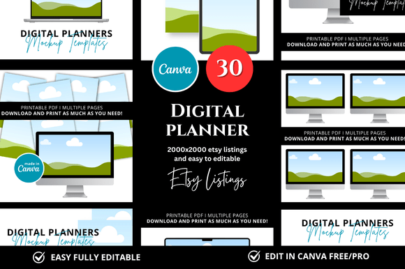 30 Digital Planner Etsy Mockup