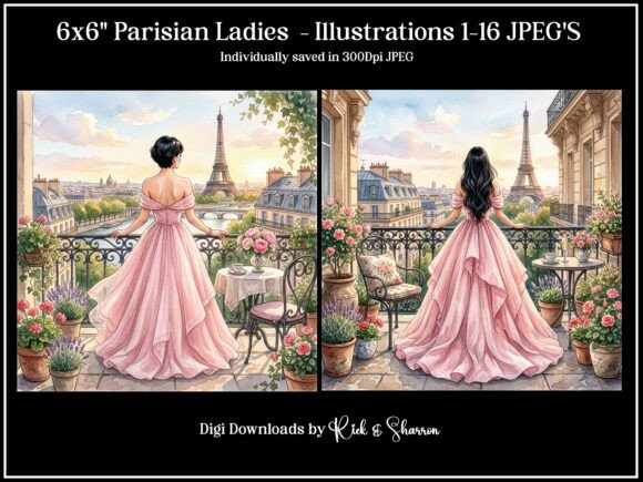 6x6 Parisian Ladies - Illustrations 1-16