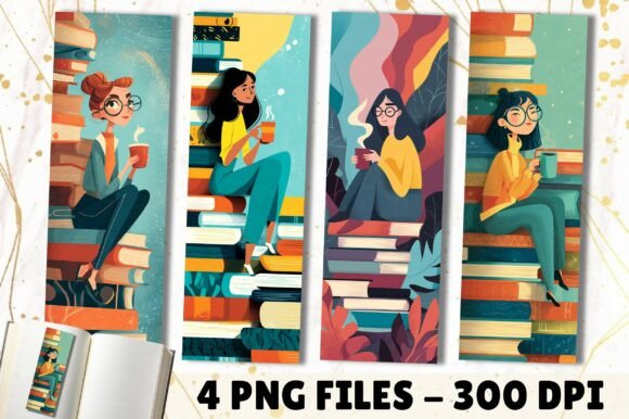 Aesthetic Girl Reading Coffee Bookmark
