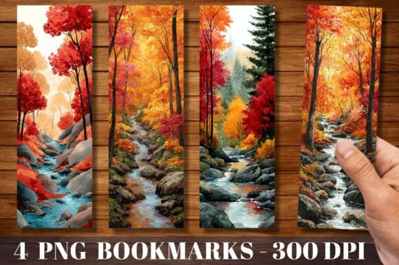 Autumn Forest River Watercolor Bookmark: A Thoughtfully Designed Digital Asset for Creators and Marketers