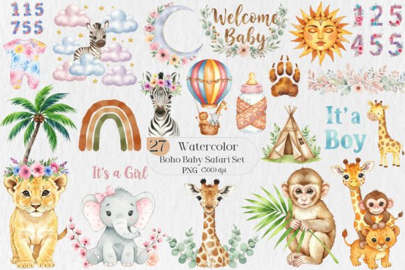 Boho Baby Safari Watercolor Set: Creative Freedom for Makers, Designers & Small Business Owners
