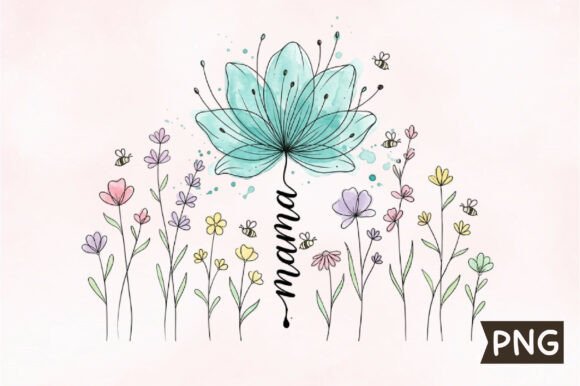 Boho Floral Mama T-shirt Design PNG