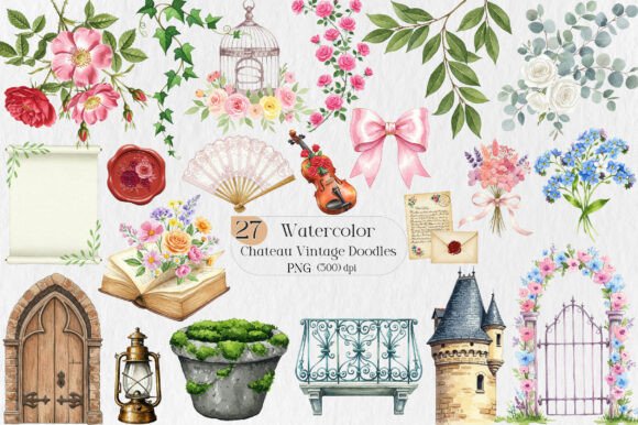 Chateau Vintage Watercolor Doodles: Effortless Elegance for Creators & Entrepreneurs