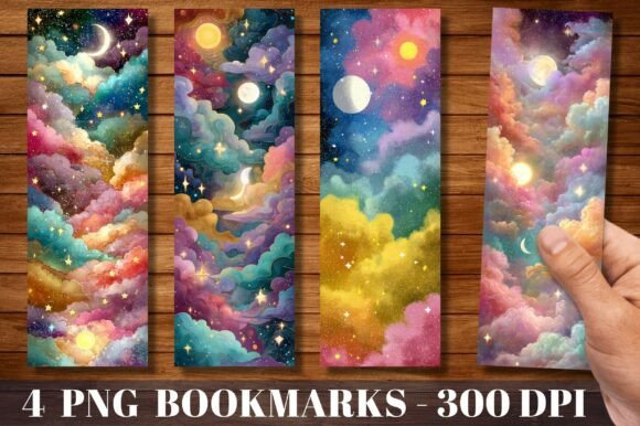 Colorful Galaxy Clouds Bookmark Design