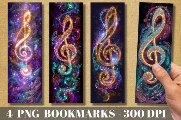 Colorful Galaxy Treble Clef Bookmark