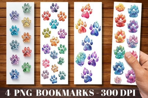Crystal Gemstone Paw Print Art Bookmark