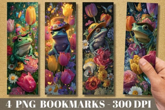Cute Frog Flower Garden Tulip Bookmark