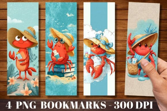 Cute Summer Crab Beach Design Bookmark