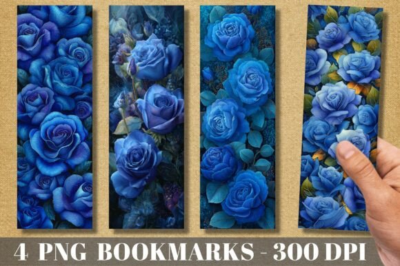 Deep Blue Rose Garden Flower Bookmark