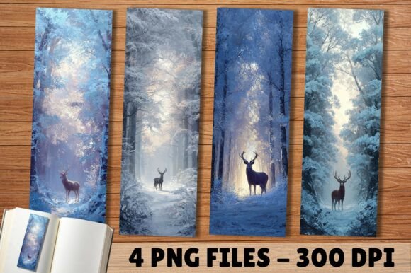 Dreamy Frosty Stag Woodland Bookmark: A Versatile Digital Design for Readers, Creators & Givers