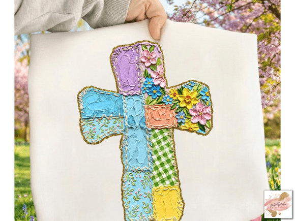 Floral Brushstroke Christian Cross PNG: Versatile Faith-Based Design for Modern Creators