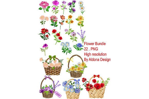 Flower Bundle: 22 High-Resolution PNGs for Creative Projects