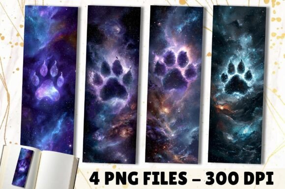 Galaxy Space Nebula Paw Print Bookmark