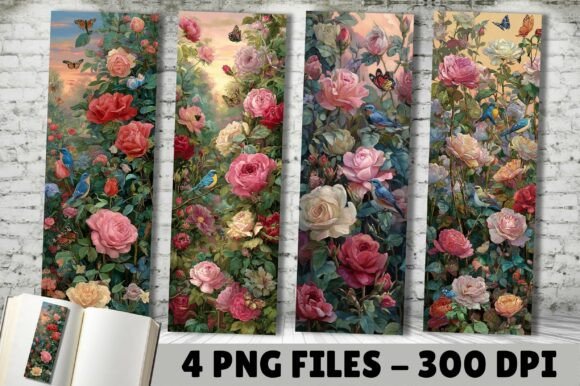 Garden Rose Bird Butterfly PNG Bookmark