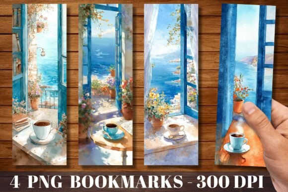 Mediterranean Window Sea View Bookmark