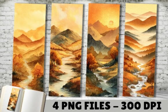 Mountain River Sunset Landscape Bookmark