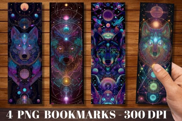 Mystical Cosmic Wolf Galaxy Art Bookmark