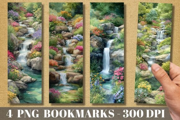 Nature Waterfall Garden Floral Bookmark