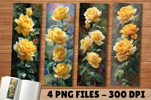 Oil Paint Yellow Rose Bloom Bookmark