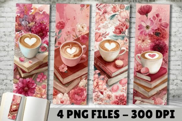 Pink Floral Coffee Heart Book Bookmark