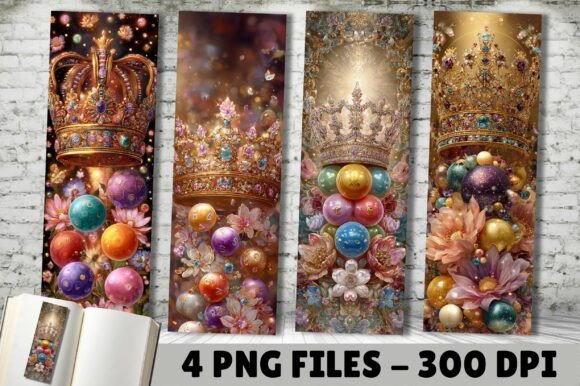 Royal Jewelry Crown Floral Bookmark PNG