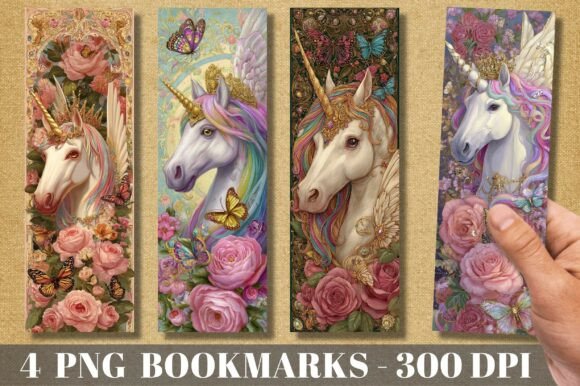 Royal Rose Unicorn Fantasy PNG Bookmark