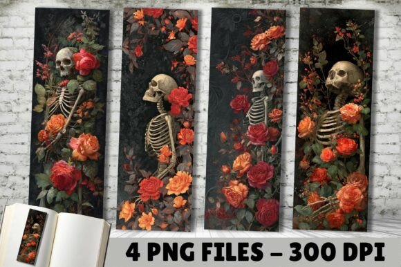 Skeleton Aesthetic Vintage Rose Bookmark