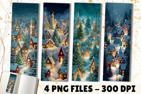 Snowy Village Christmas Night Bookmark
