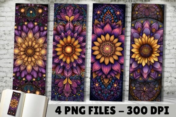 Stained Glass Purple Sunflower Bookmark