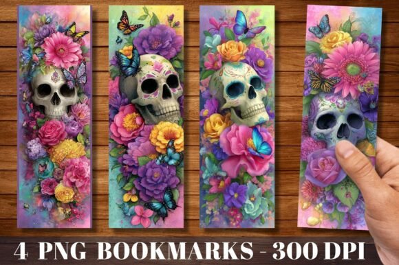 Sugar Skull Floral Butterfly Bookmark