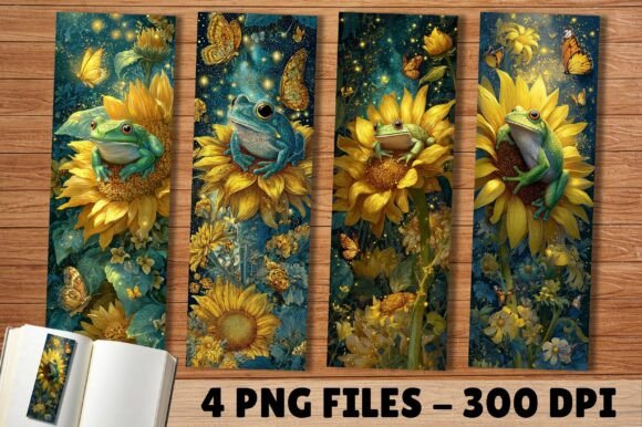 Summer Sunflower Frog Nature Bookmark