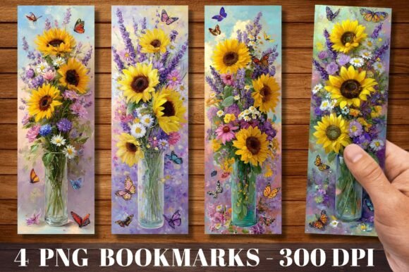 Sunflower and Lavender Floral Bookmark