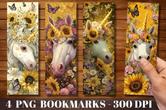 Sunflower Unicorn Floral PNG Bookmark: A Versatile Digital Design for Creativity and Connection