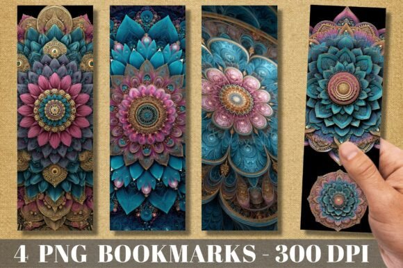 Teal Pink Boho Mandala Art Bookmark
