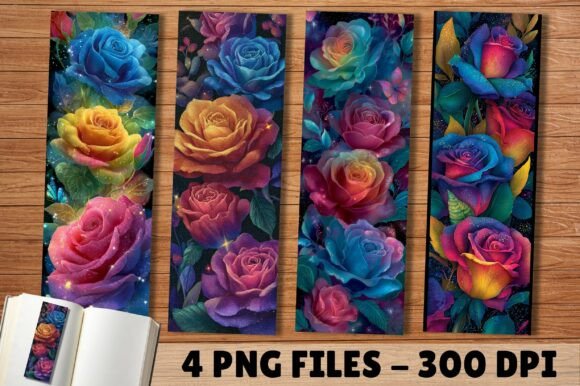 Vibrant Glitter Floral Roses Bookmark: A Versatile Digital Design Tool for Creators and Communicators