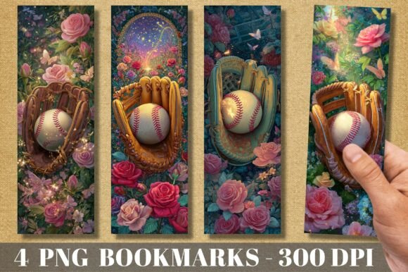 Vintage Rose Softball Glove Bookmark