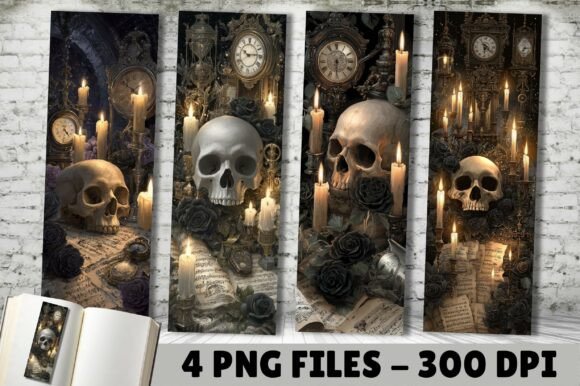 Vintage Steampunk Clock Skull Bookmark