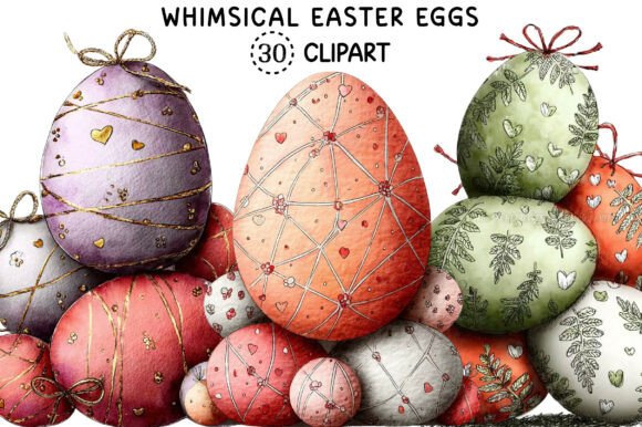Whimsical Easter Eggs PNG Clipart