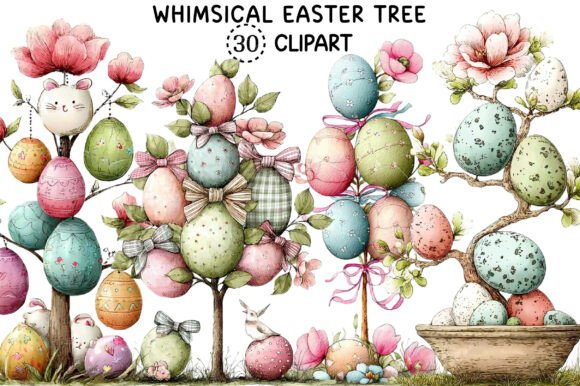 Whimsical Easter Tree PNG Clipart