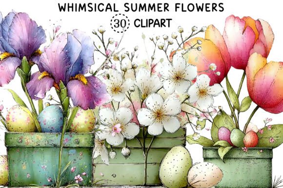 Whimsical Summer Flowers PNG Clipart